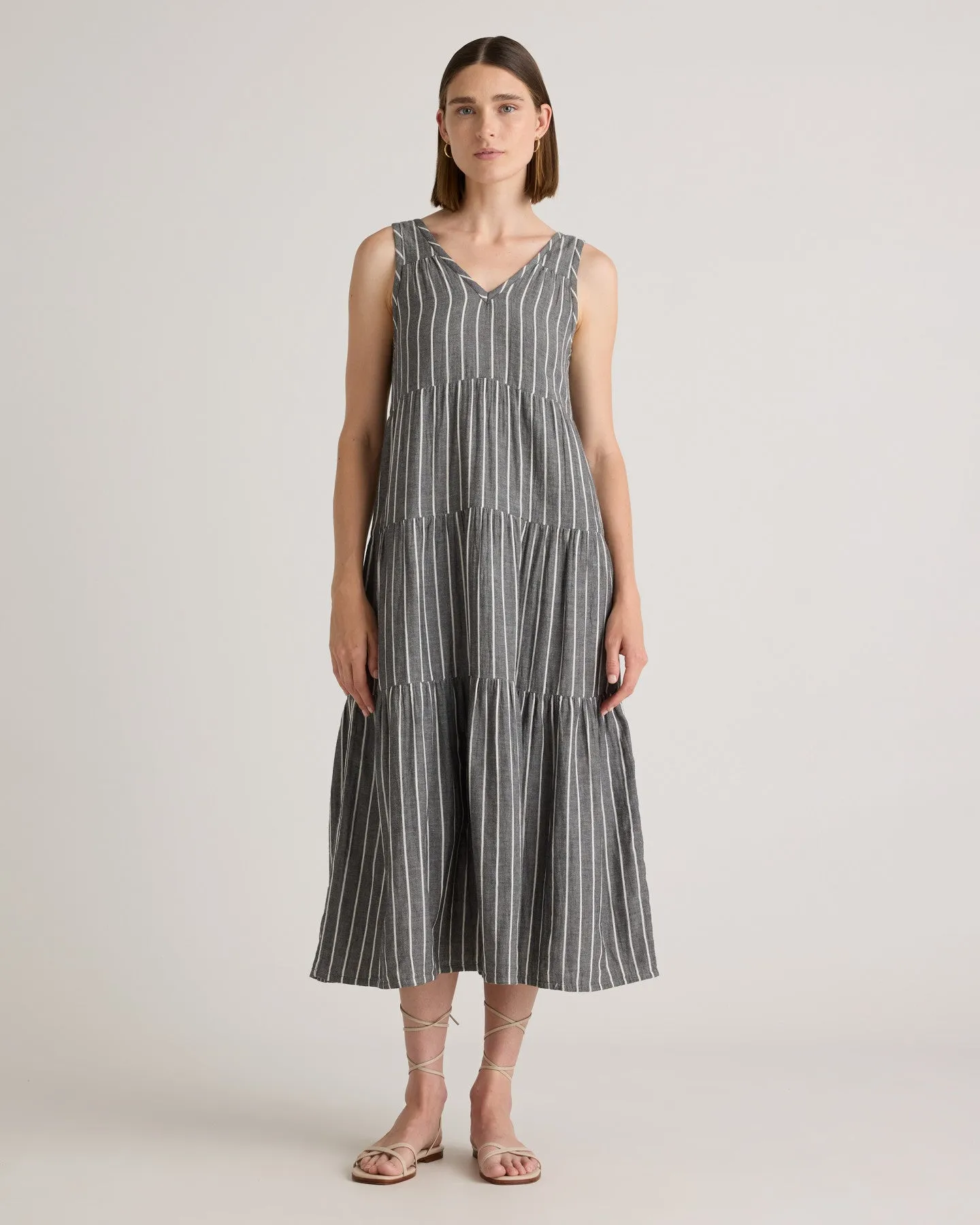 100% Organic Cotton Gauze Tiered Maxi Dress