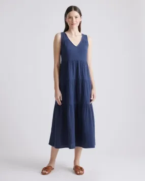 100% Organic Cotton Gauze Tiered Maxi Dress