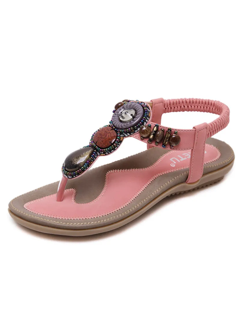 Beach Bohemia Retro Beaded Flat Sandals