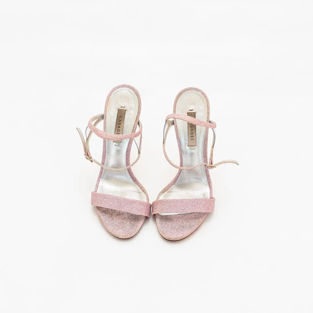 Casadei pink gliterry sandals, 37