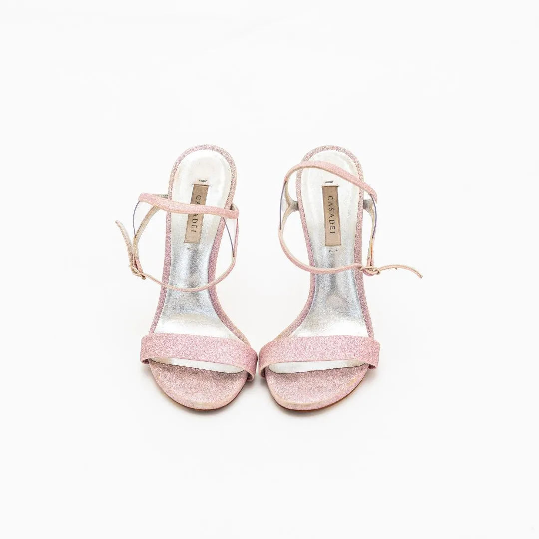 Casadei pink gliterry sandals, 37