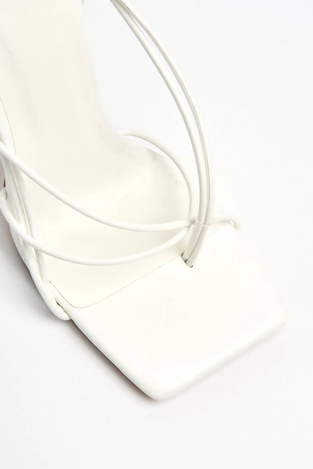 Cassa Toepost Strappy Lace Up Heel in White