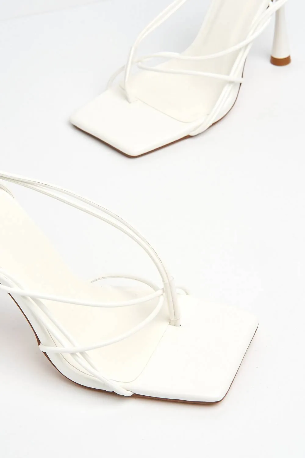 Cassa Toepost Strappy Lace Up Heel in White