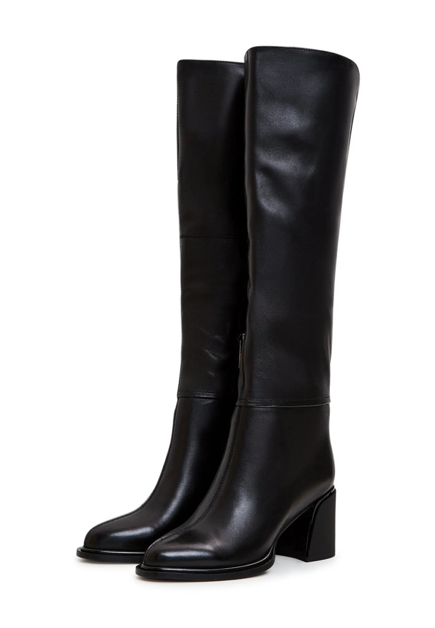 Classic Block Heel Boots - Black