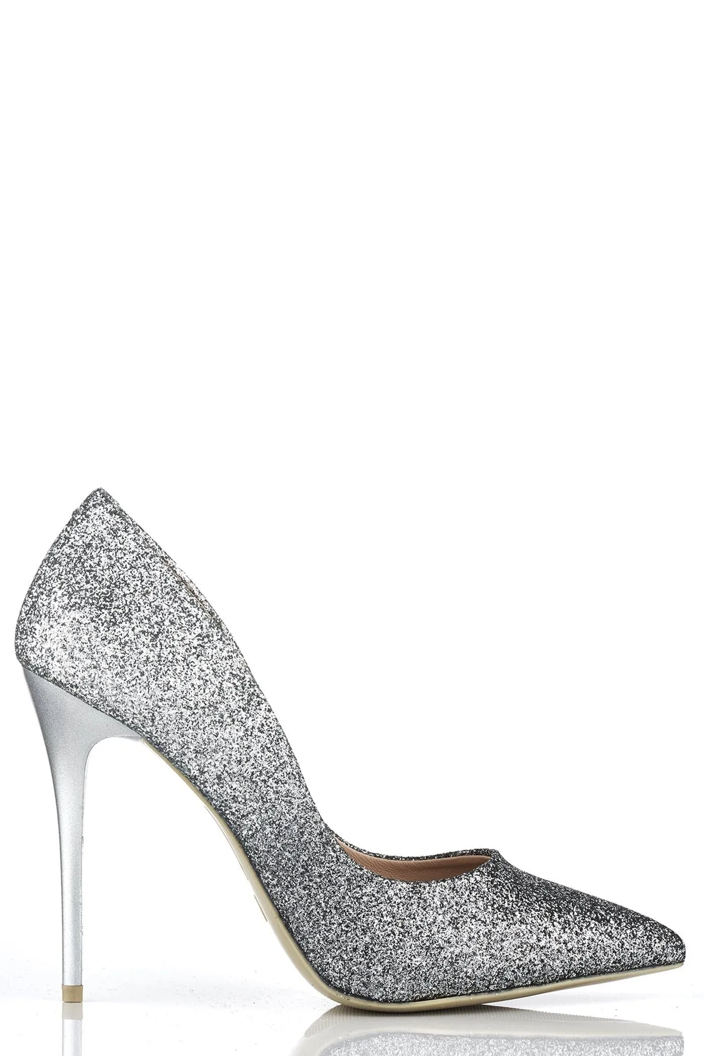 Dynamic Two Tone Glitter Court Shoe in Black