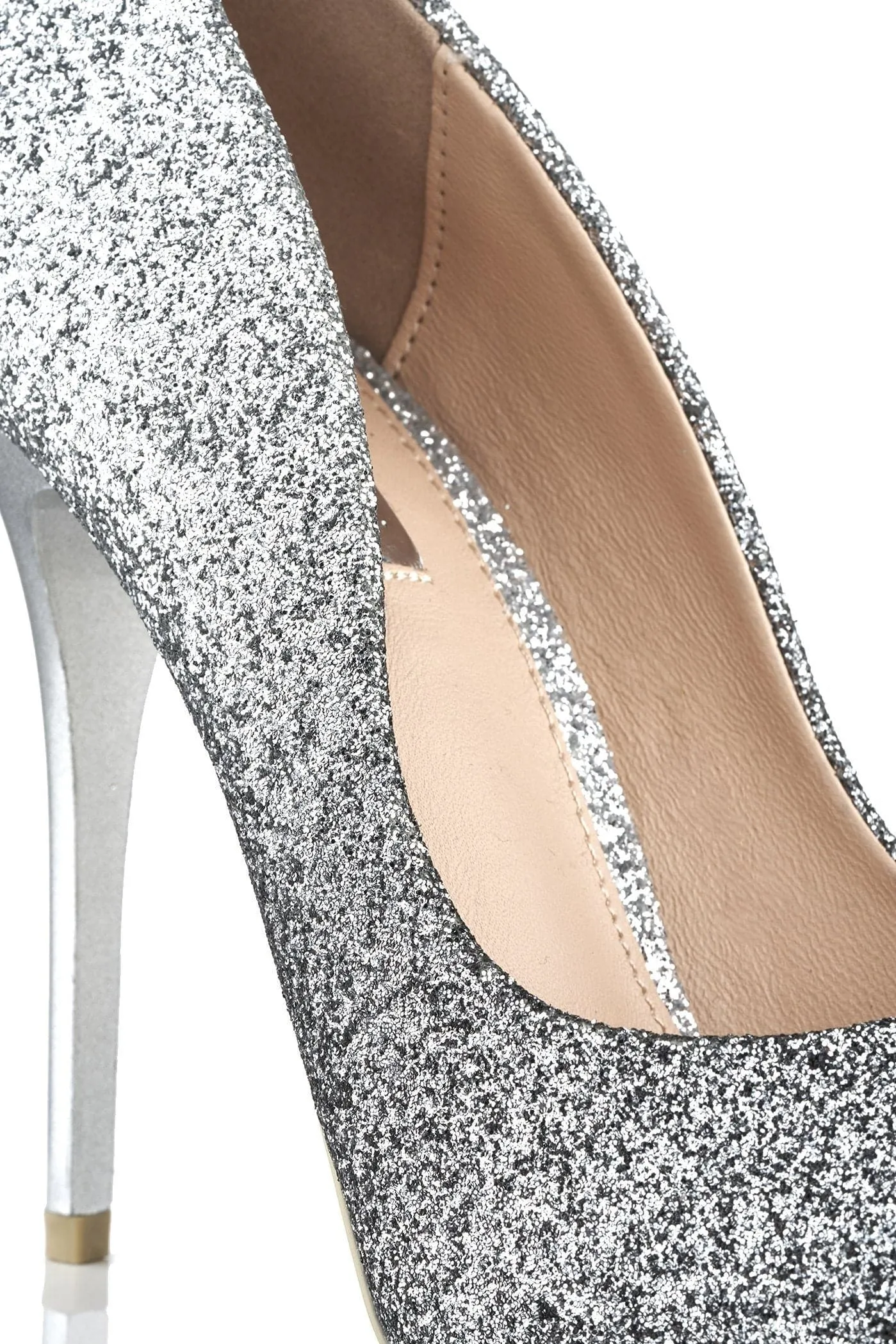 Dynamic Two Tone Glitter Court Shoe in Black