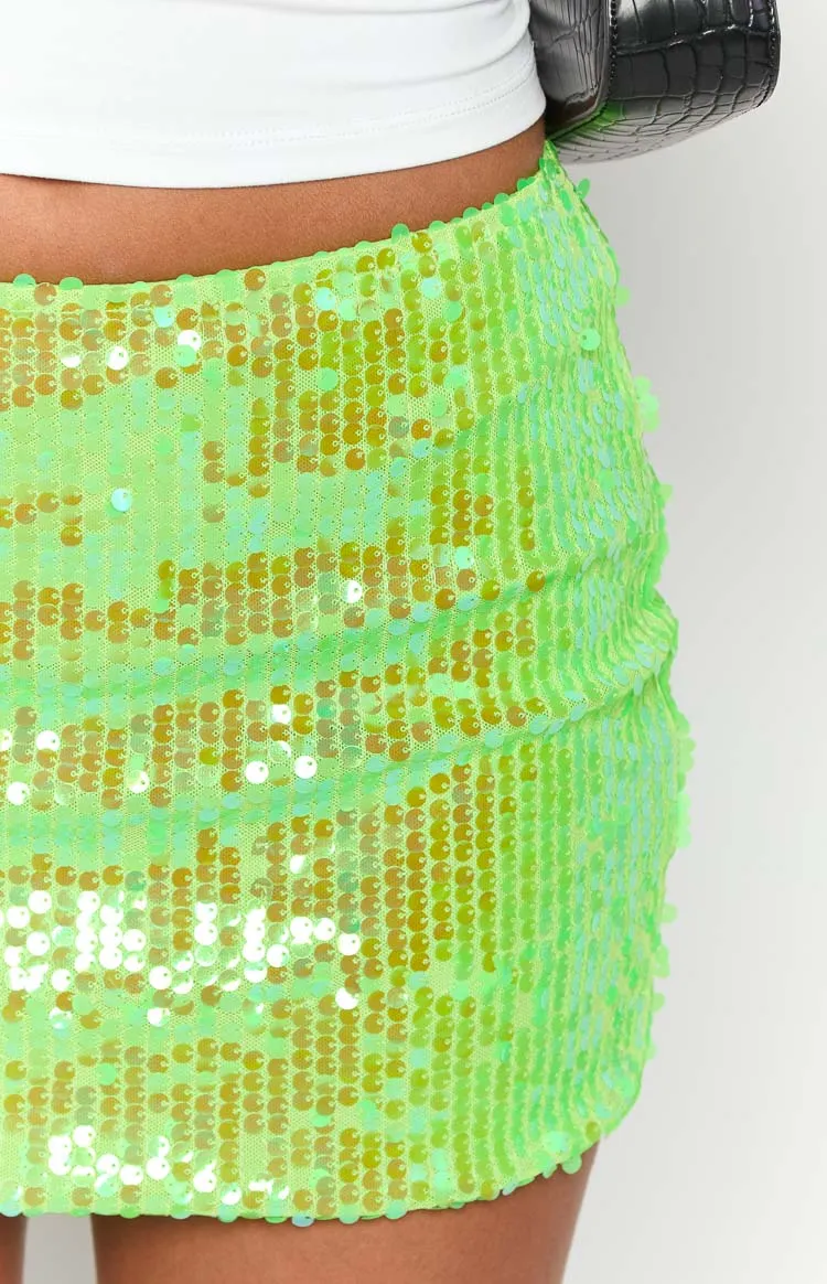 Emiko Green Sequin Mini Skirt