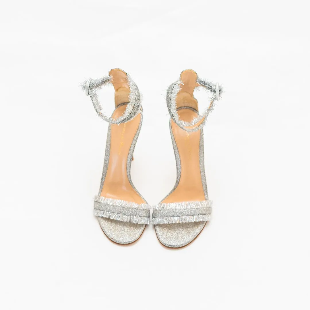 Gianvito Rossi Caribe Silver Glitter Sandal, 37