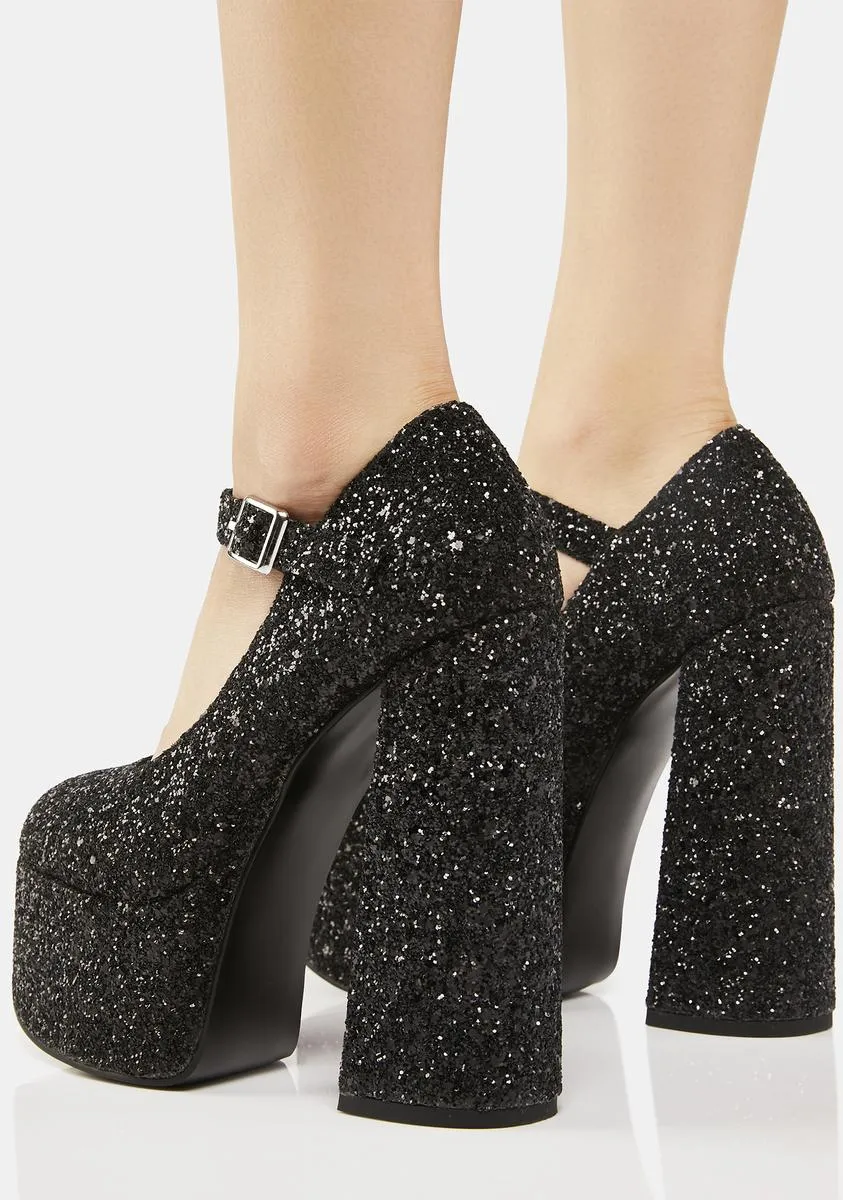 Glam Bash Glitter Platform Mary Janes