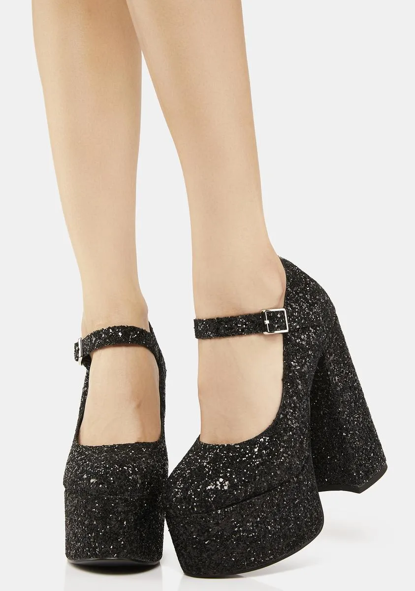 Glam Bash Glitter Platform Mary Janes