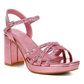 Glitter Strappy Block Sandals