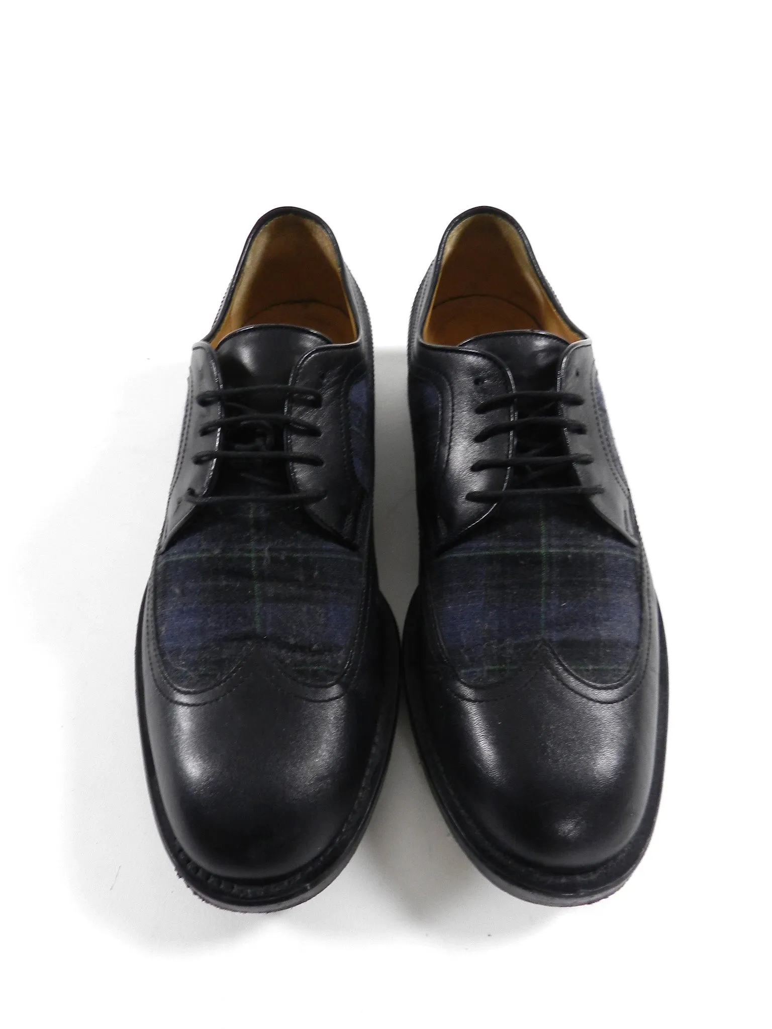 Gucci Black and Navy Tartan Oxford Shoes - 10