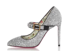 Gucci Silver Glitter Mary Jane Pumps