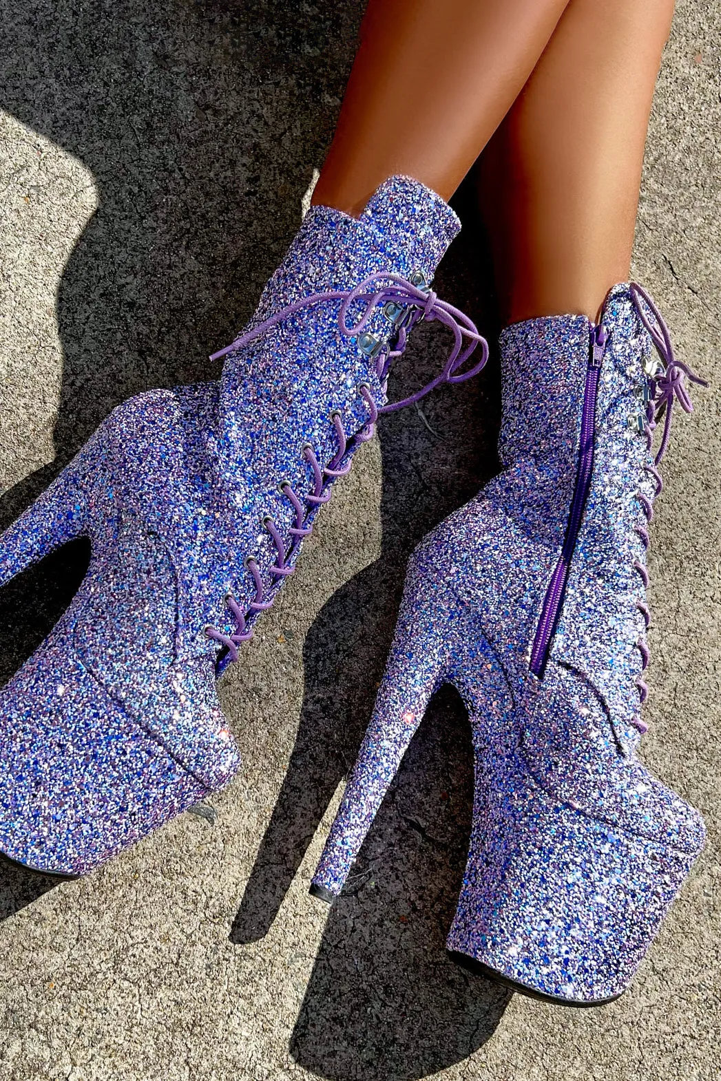 Hella Heels The Glitterati XTRA 8inch Boots -  Confetti