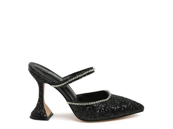 Iris Glitter Spool Heel Sandal