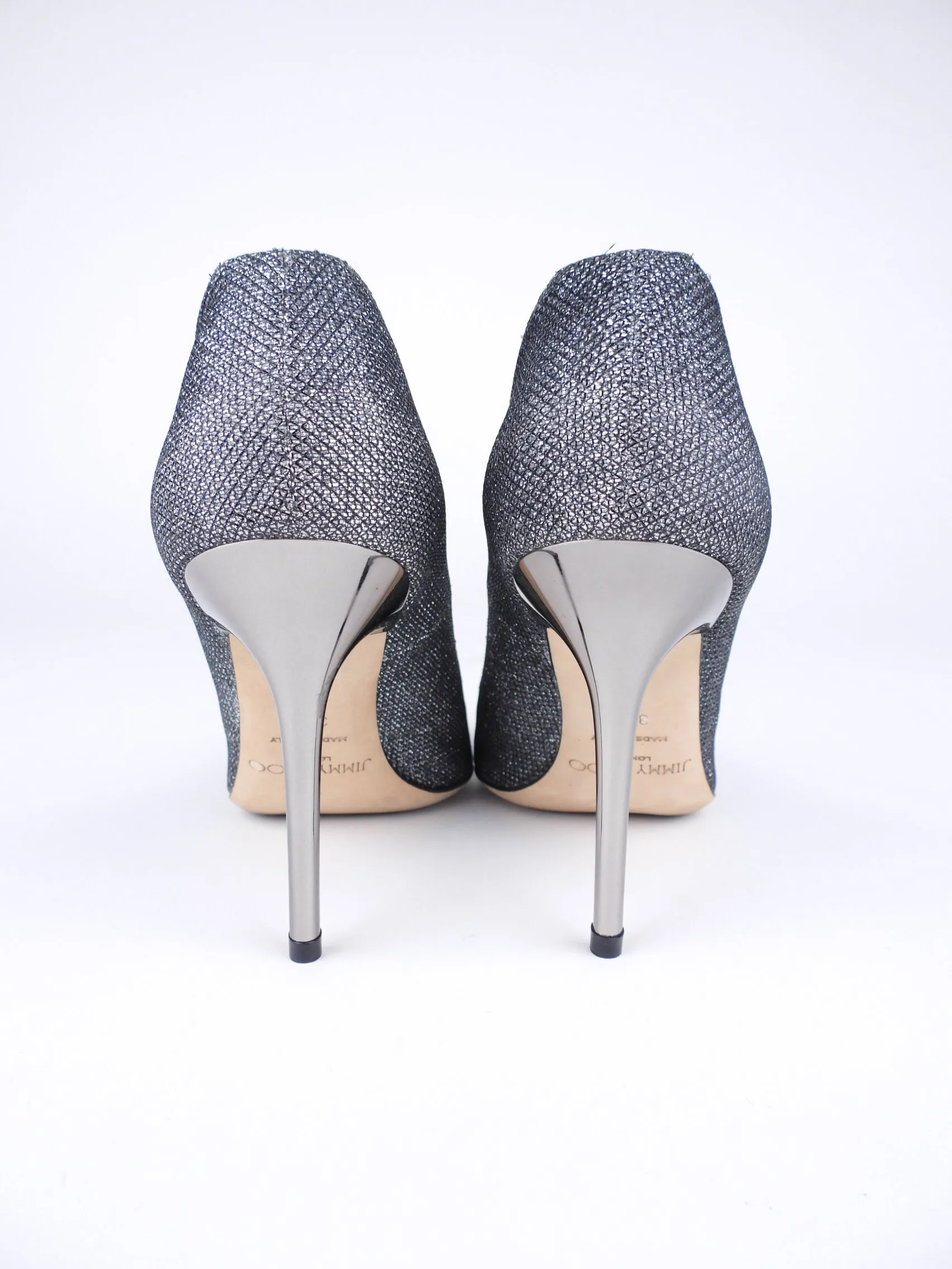 Jimmy Choo Anthracite Lame Glitter Abel Pump Heels - 37.5