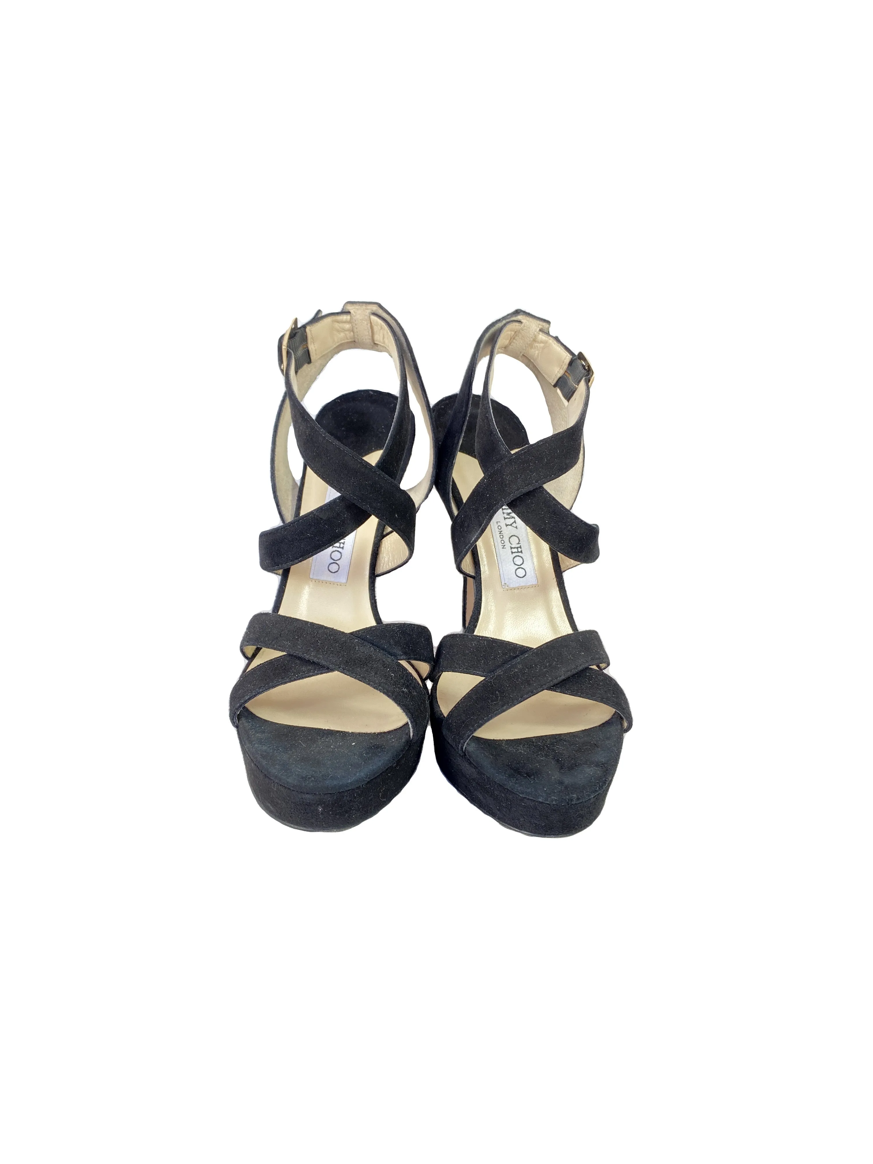 Jimmy Choo black suede strappy heels size 39