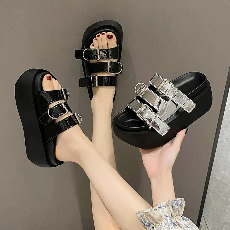 Joskaa 2024 New Silver Chunky Sandals