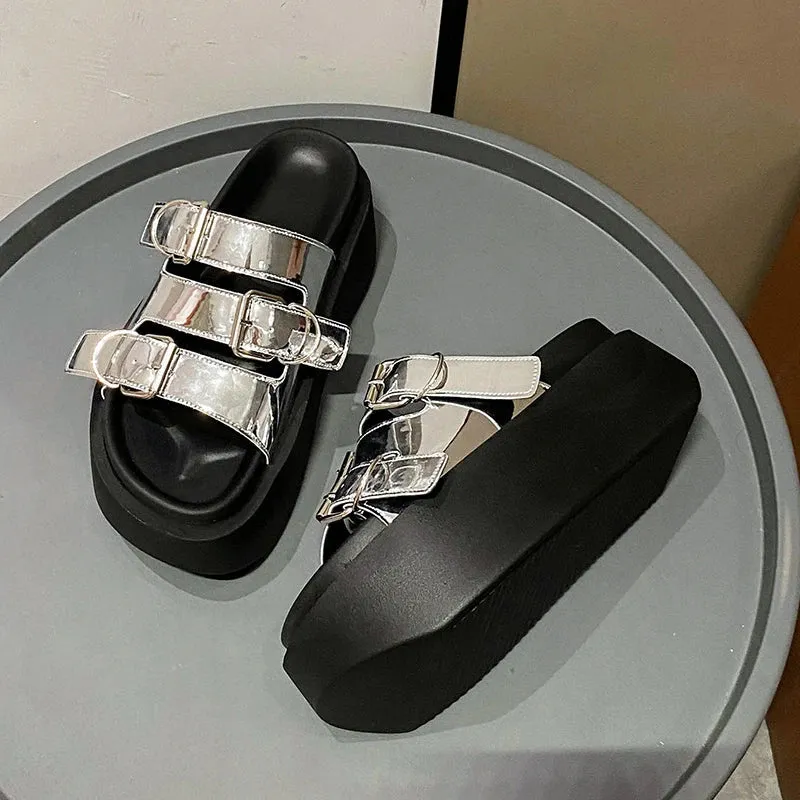 Joskaa 2024 New Silver Chunky Sandals