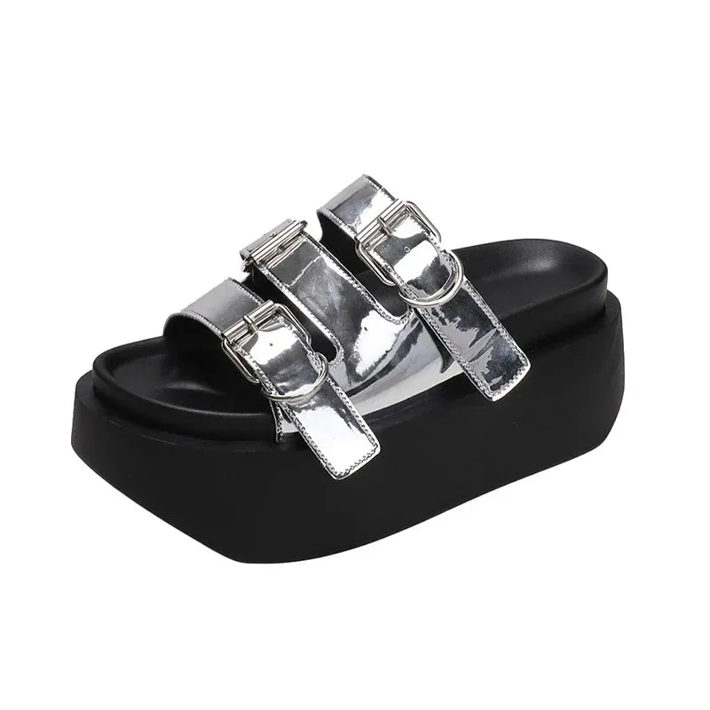 Joskaa 2024 New Silver Chunky Sandals