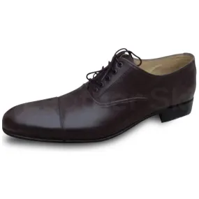 Men Black Oxford Classic Leather Shoes with Cap Toe