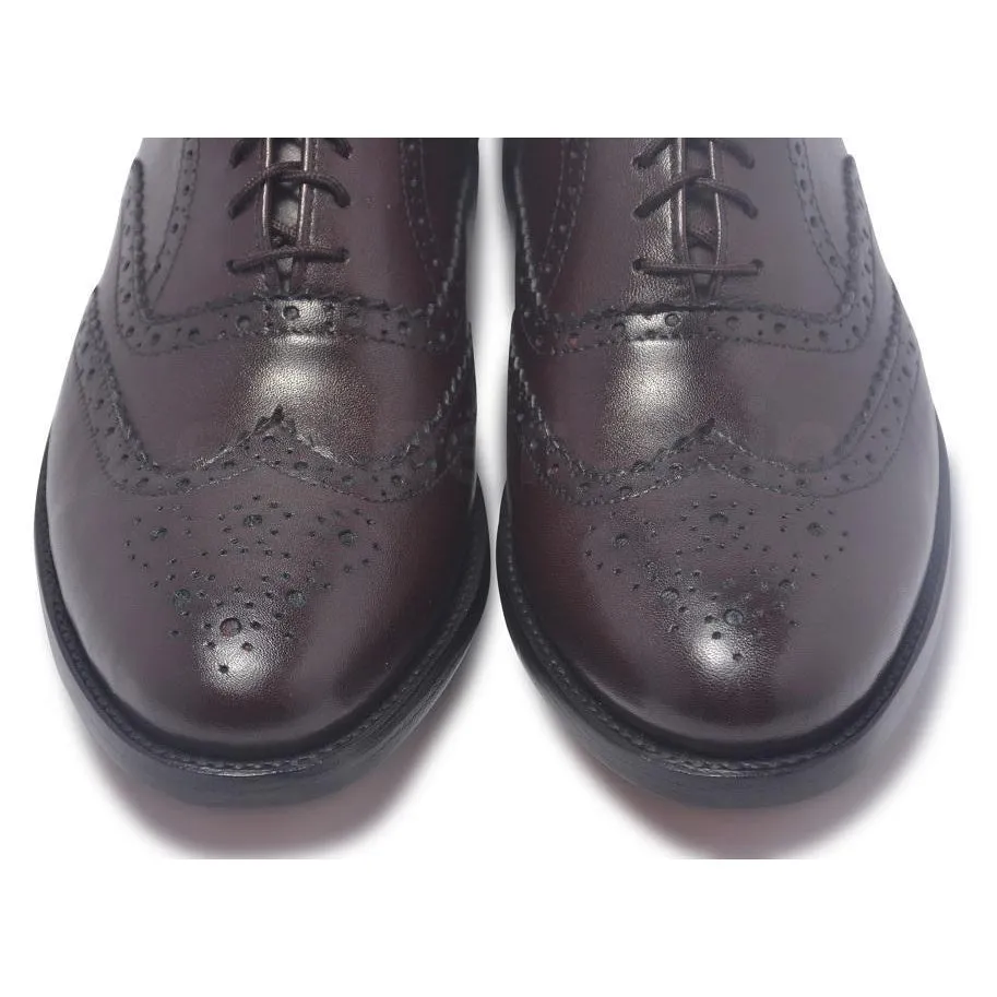 Men Brown Brogue Wingtip Genuine Leather Shoes