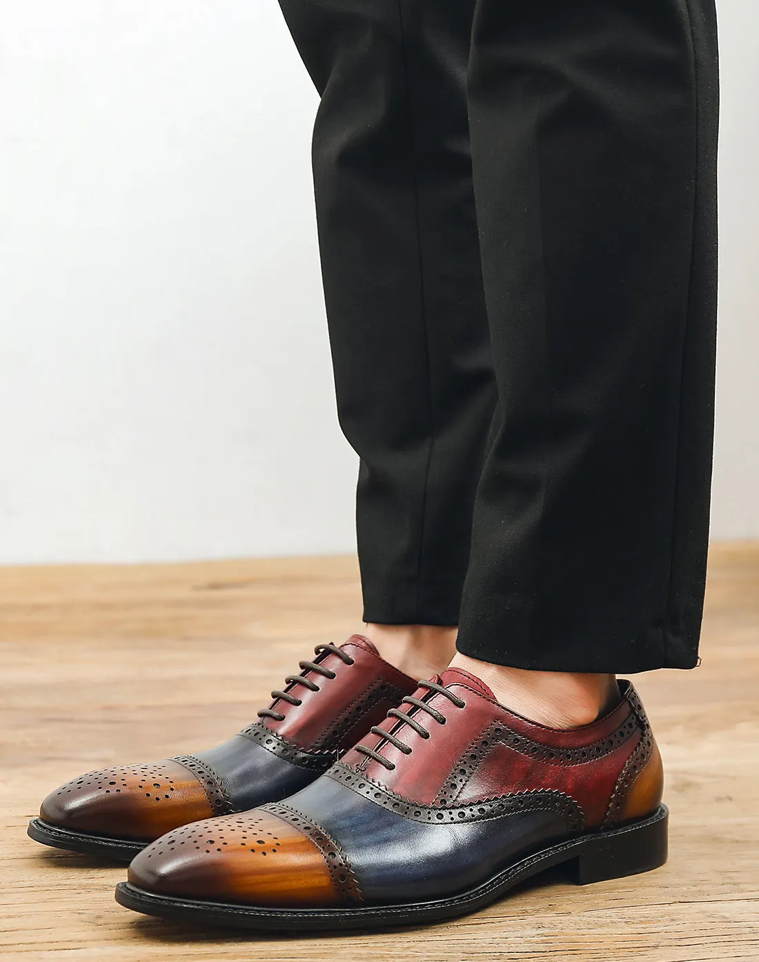 Men's Brogue Leather Colorful Oxford