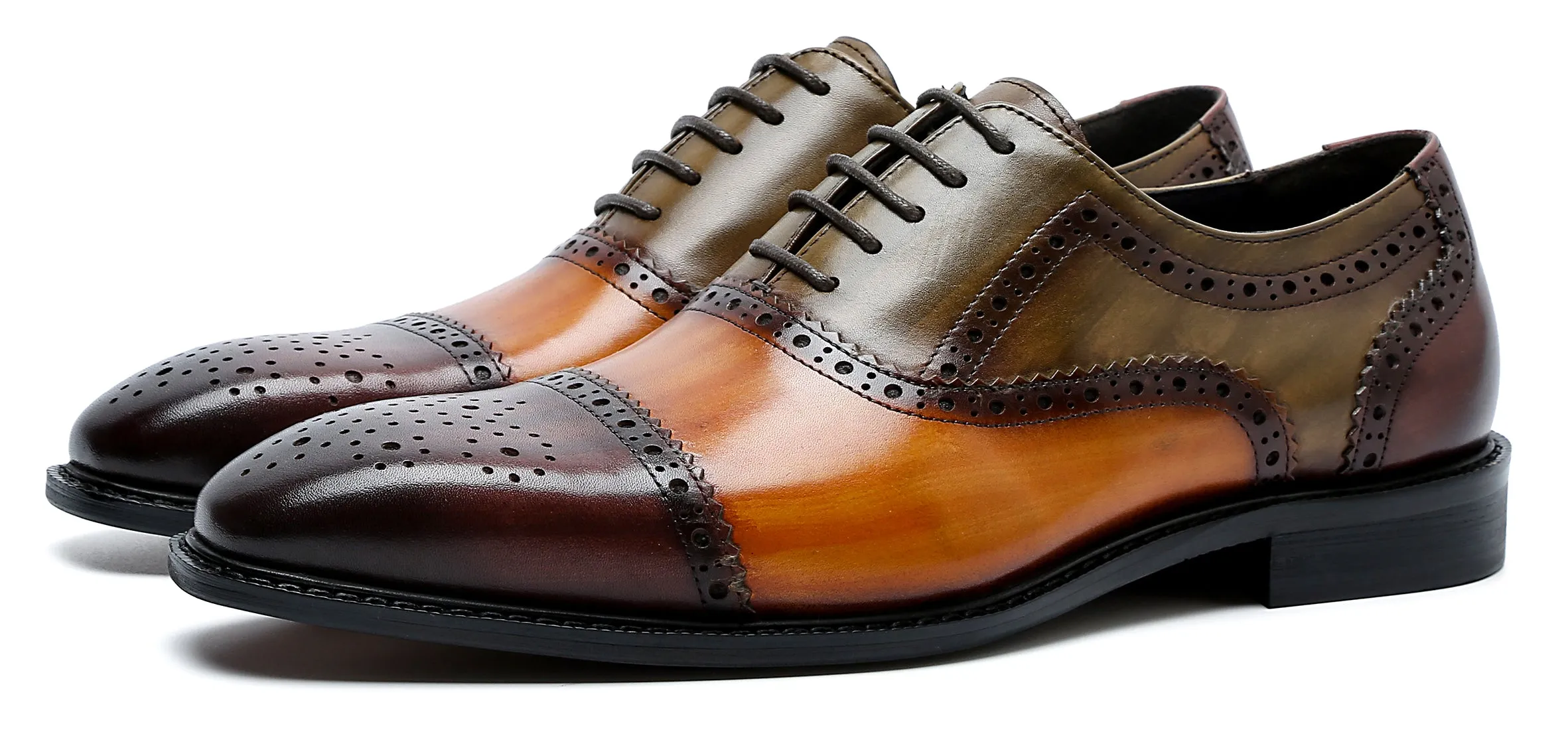 Men's Brogue Leather Colorful Oxford