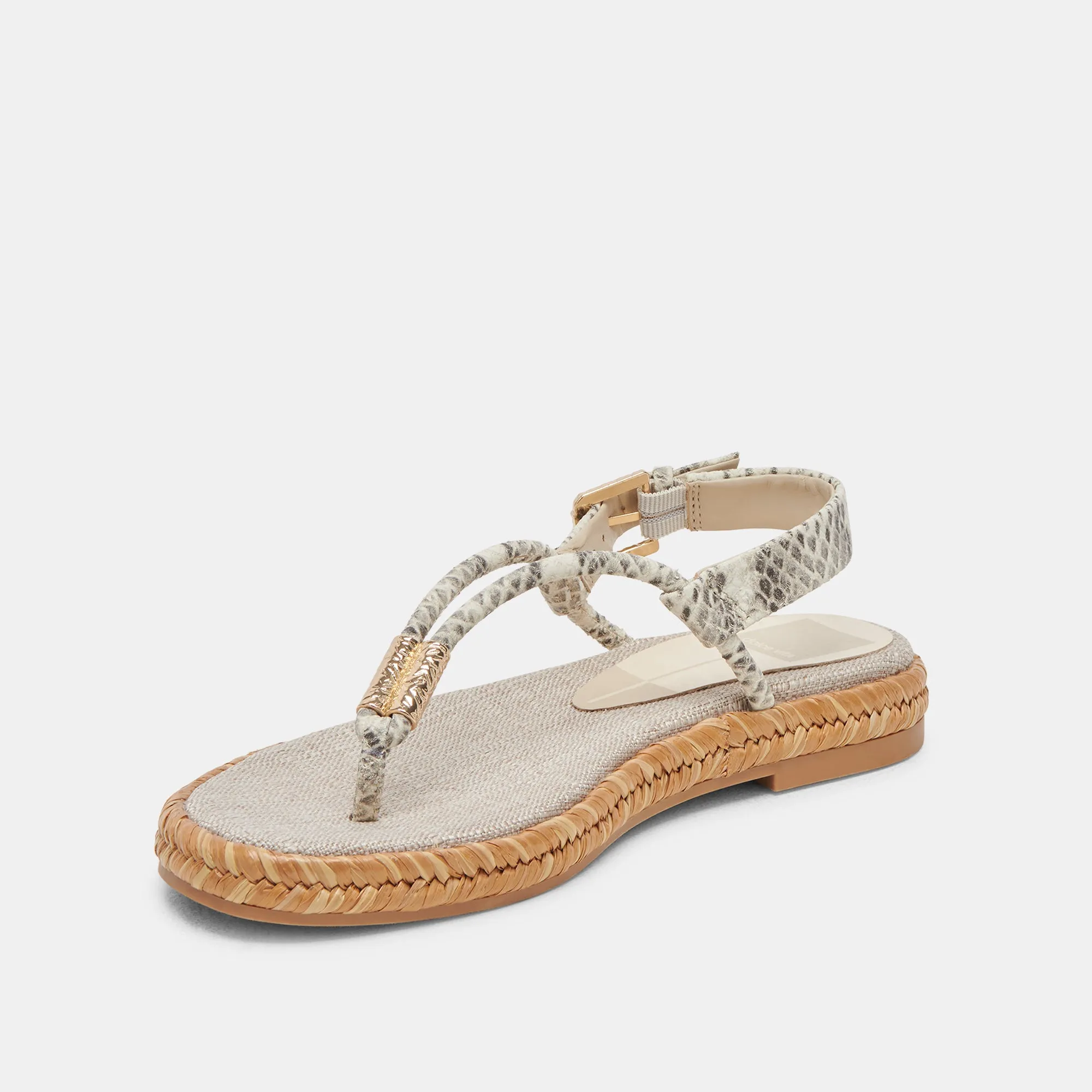 MERYL SANDALS GREY WHITE EMBOSSED LEATHER