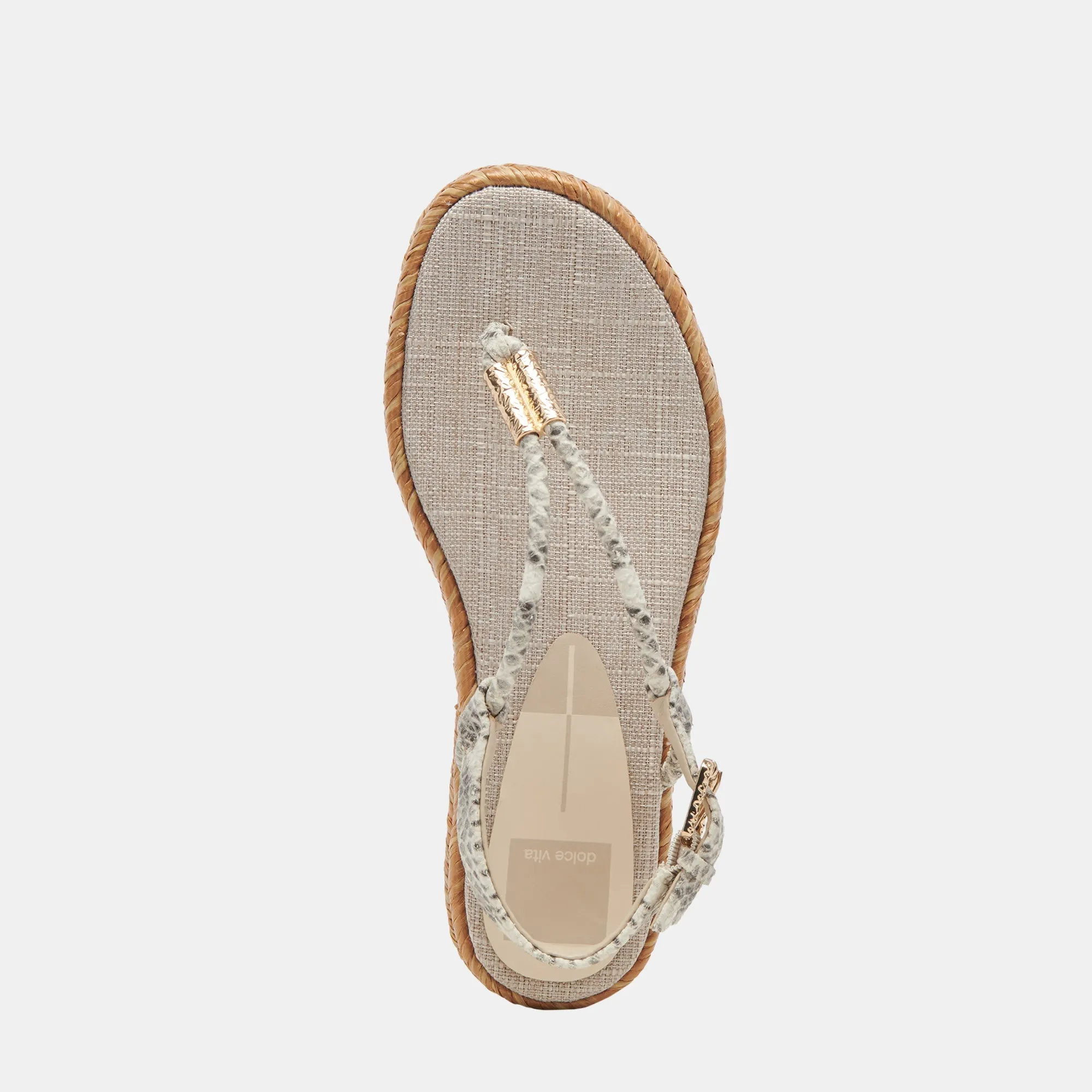 MERYL SANDALS GREY WHITE EMBOSSED LEATHER