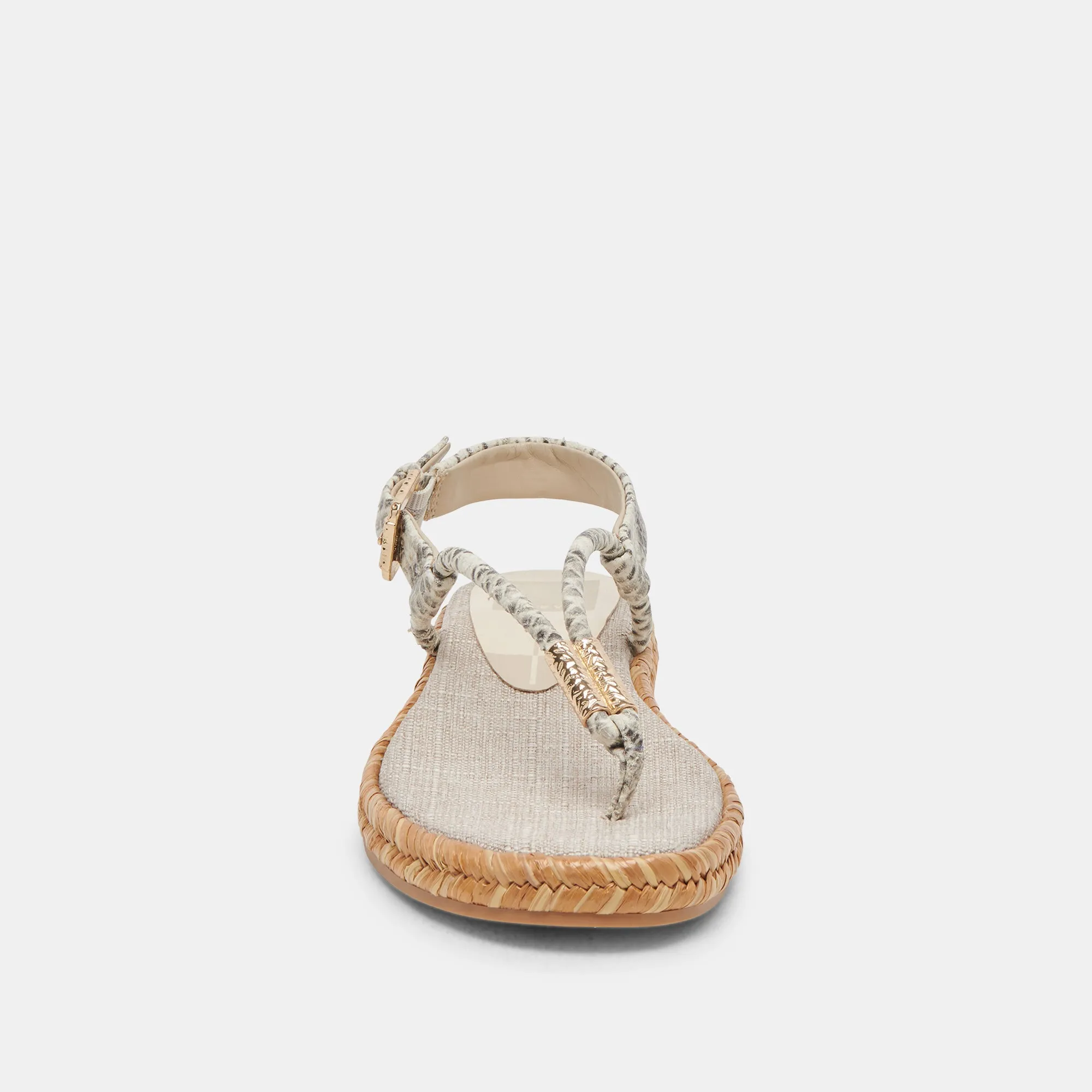 MERYL SANDALS GREY WHITE EMBOSSED LEATHER