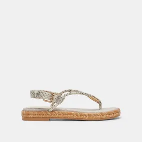 MERYL SANDALS GREY WHITE EMBOSSED LEATHER