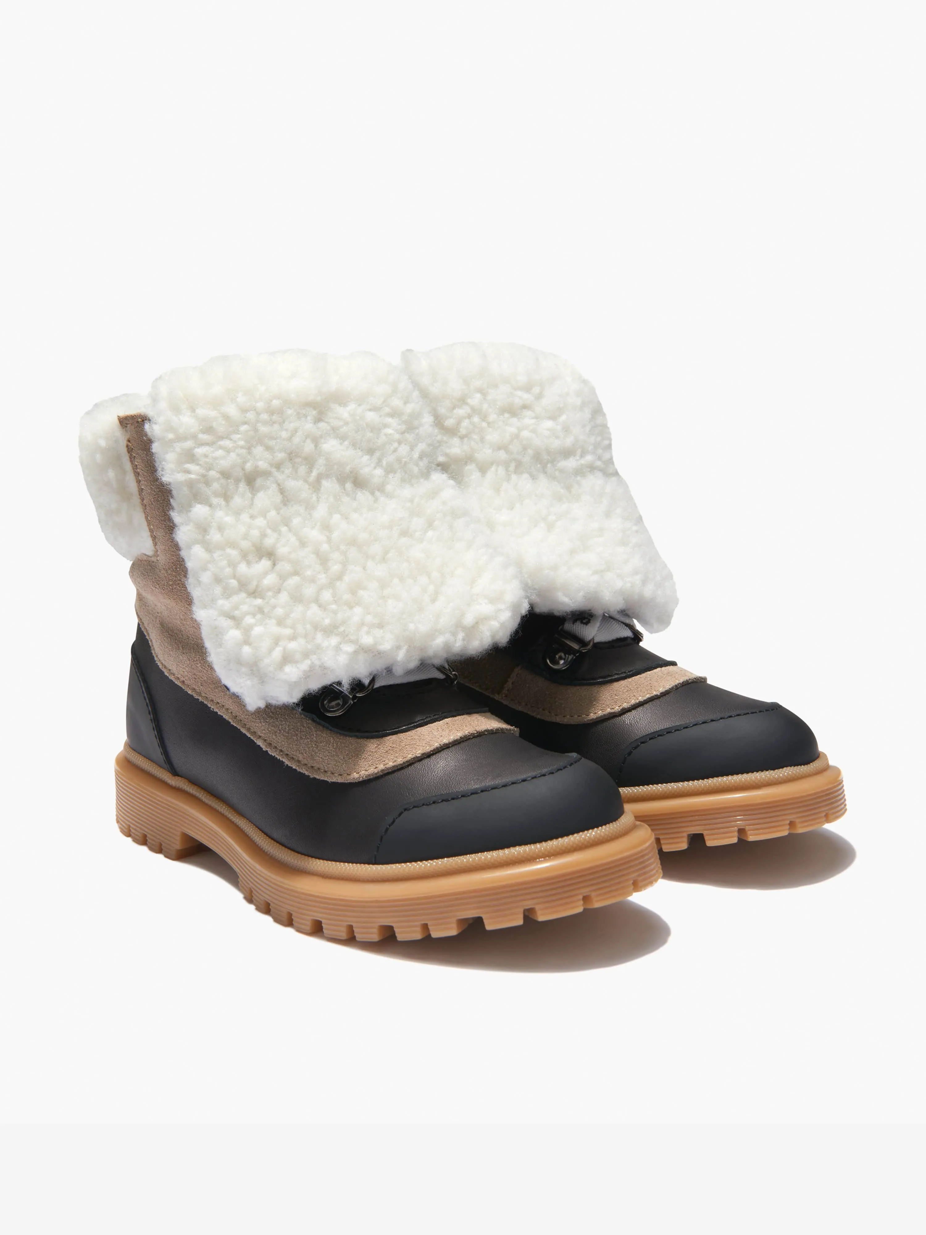 Moncler Leather Fleece Lined Boots