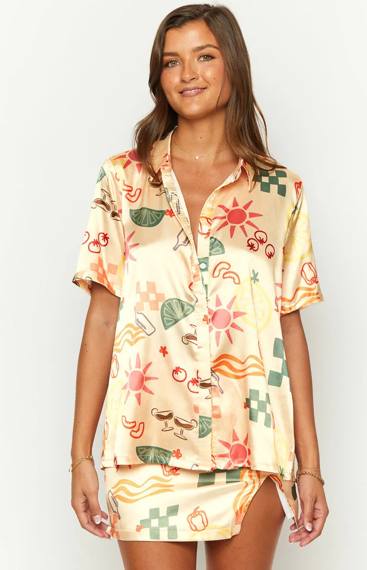 Noir Golden Escape Yellow Print Shirt