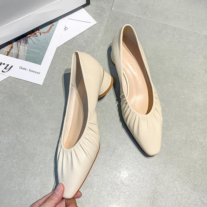 Nude Strappy Block Heels Solid Color Casual Women's Shoes