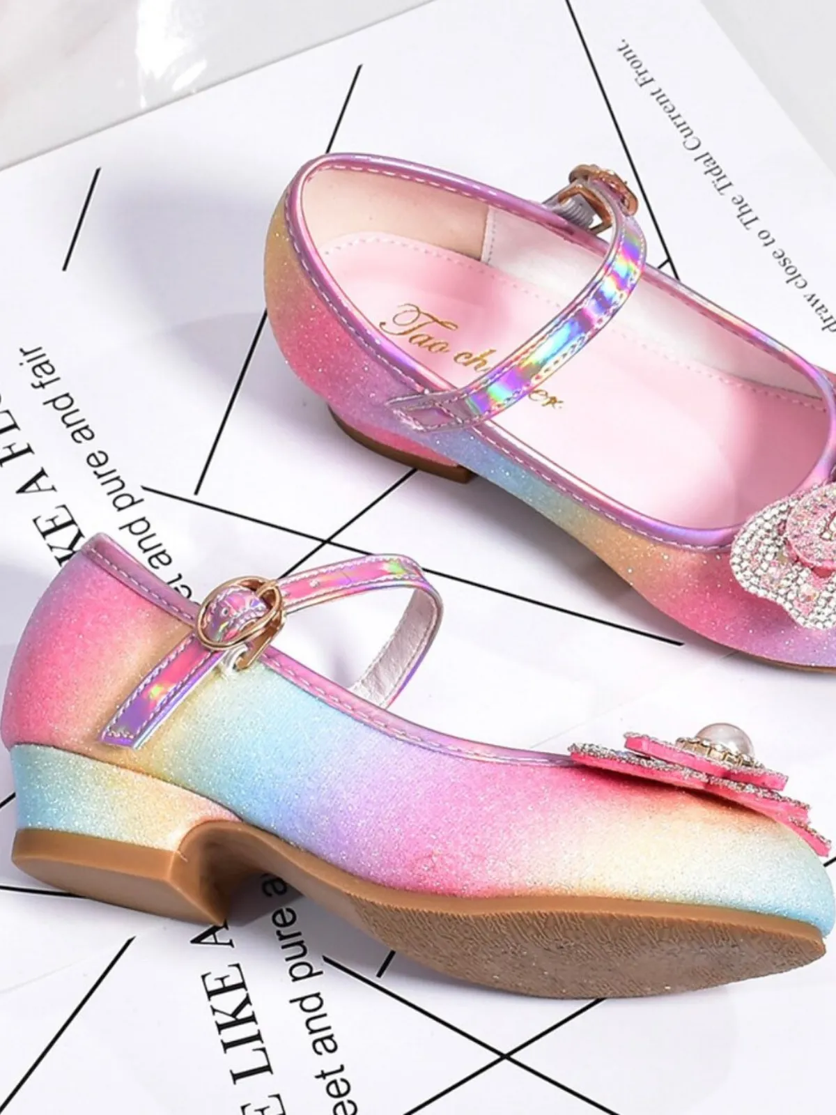 Over The Glittery Rainbow Mary Jane Heels By Liv And Mia