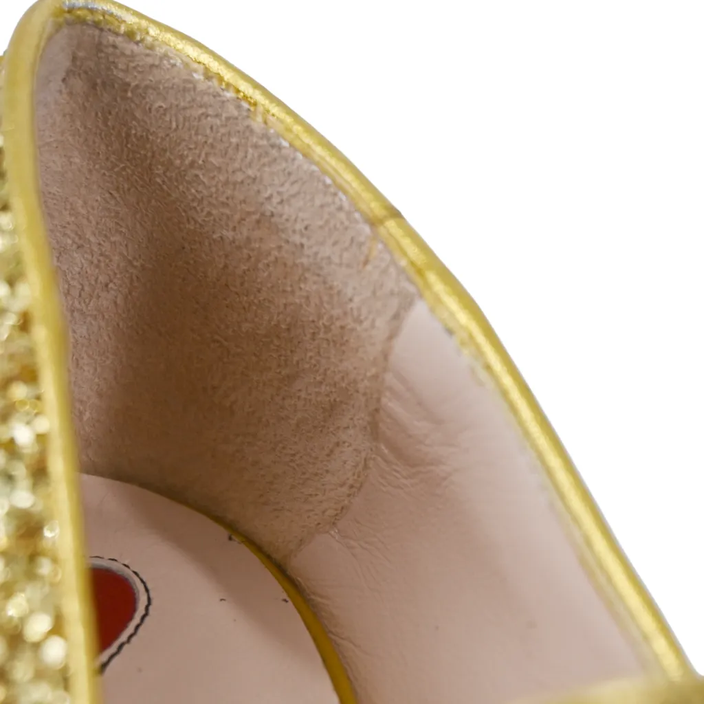 Peyton Gold Glitter GG Marmont Loafer Heels