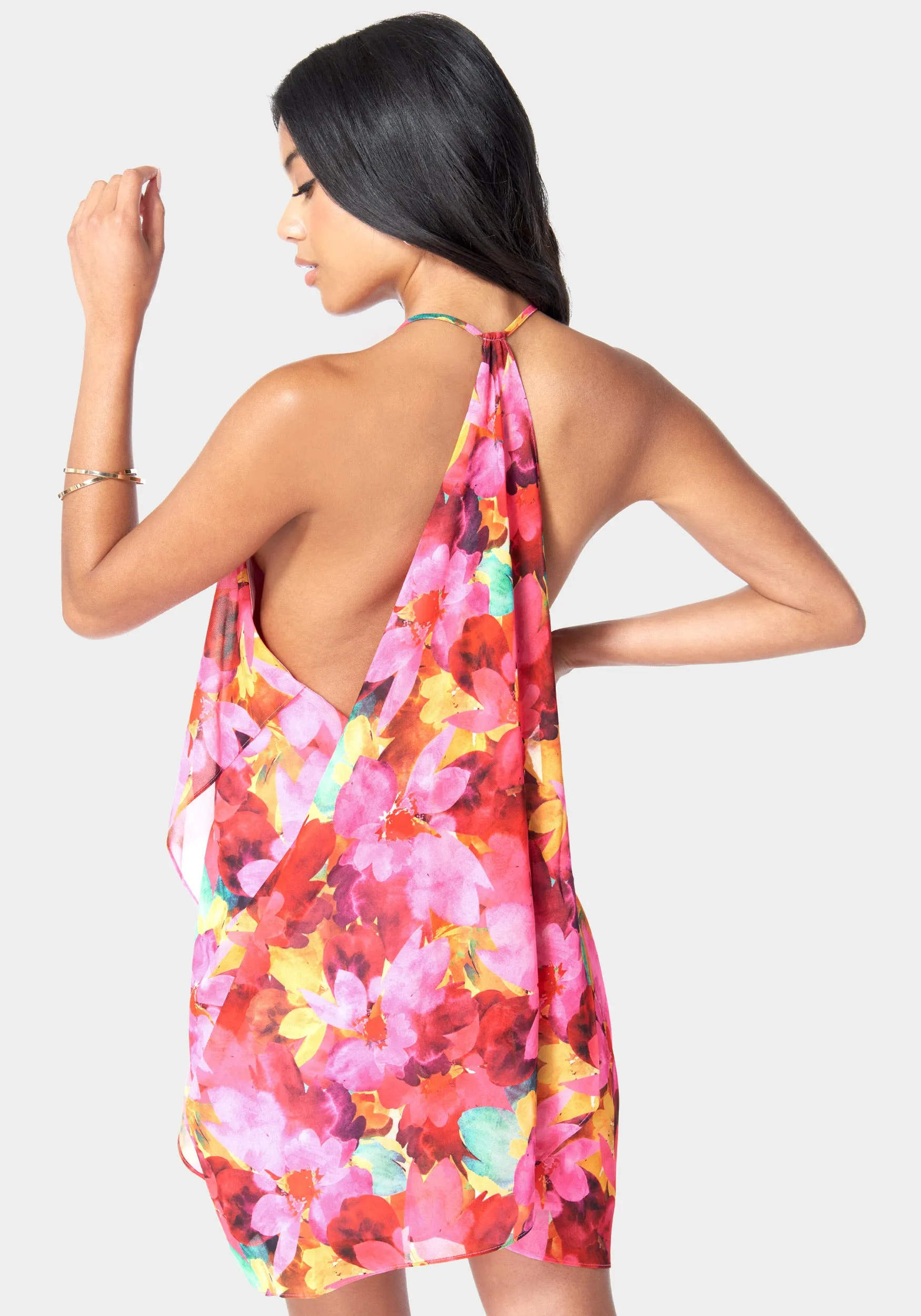 Printed Drape Shift Dress