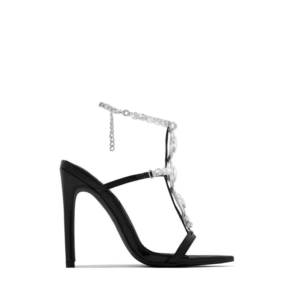 Rhinestone Gem Toe High Heels Stiletto Sandals