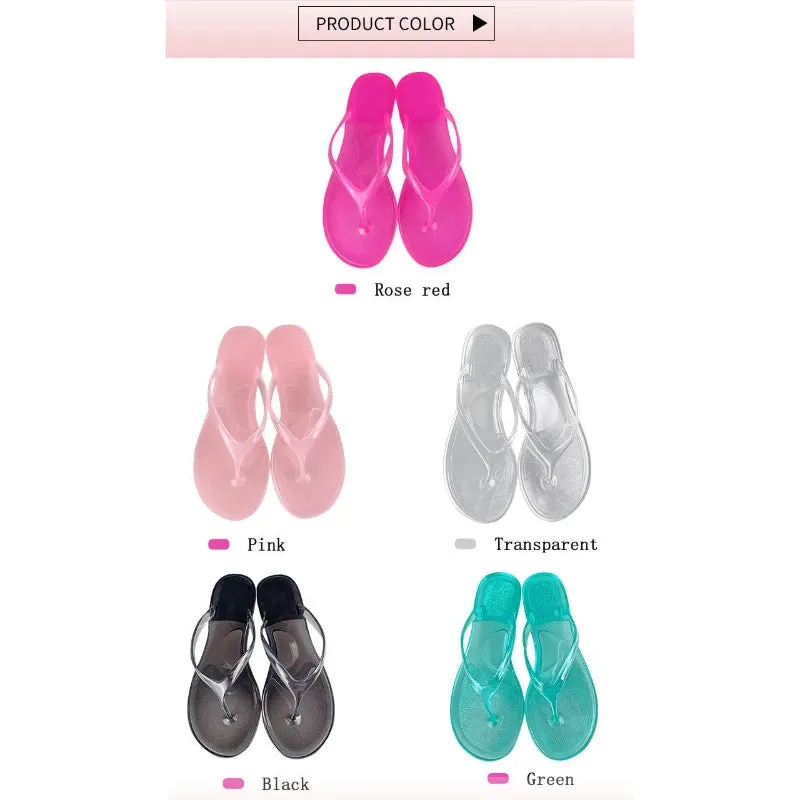 Women's Crystal Flip Flops Slippers Outdoor Beach Anti-slip Slipper Summer Girls Fashion New Transparent Flat Sandals